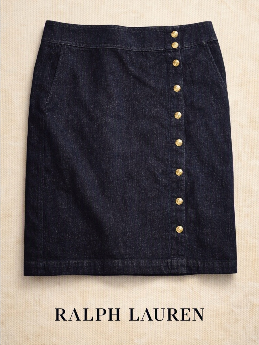 Ralph Lauren Dark Indigo Button-Front Denim Mini Skirt
